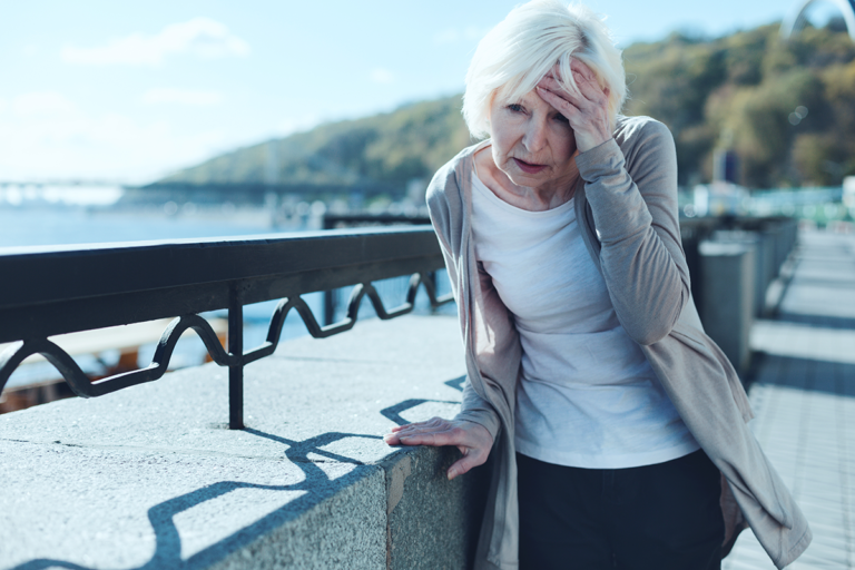 senior lady with vertigo