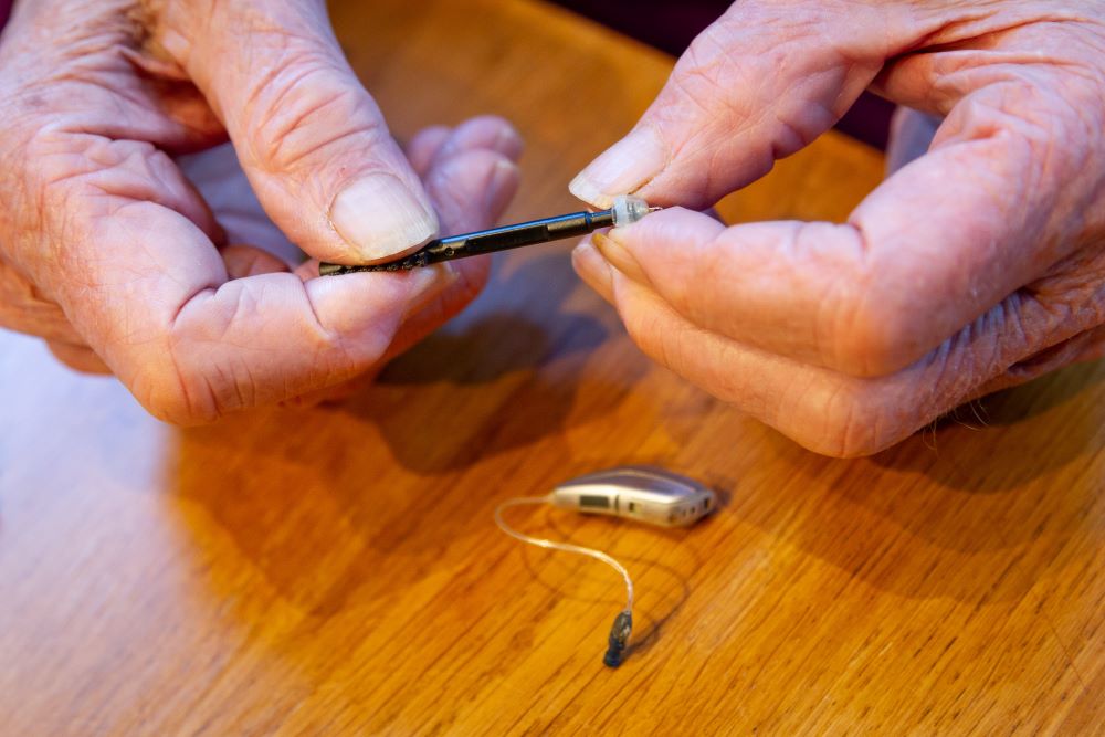 cleaning a hearing aid
