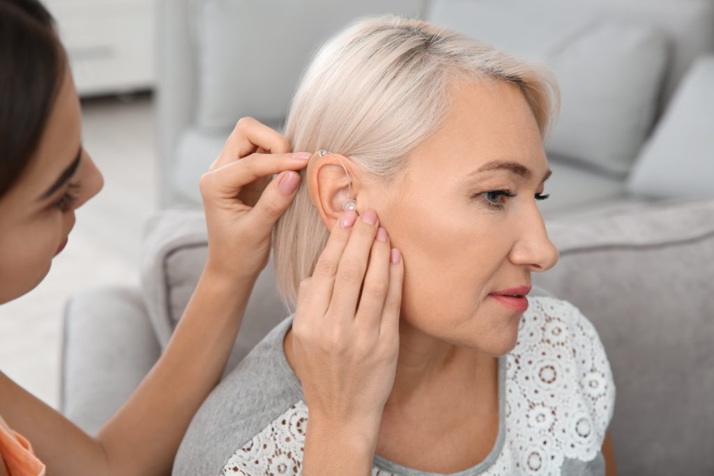 hearing aids for middle aged woman