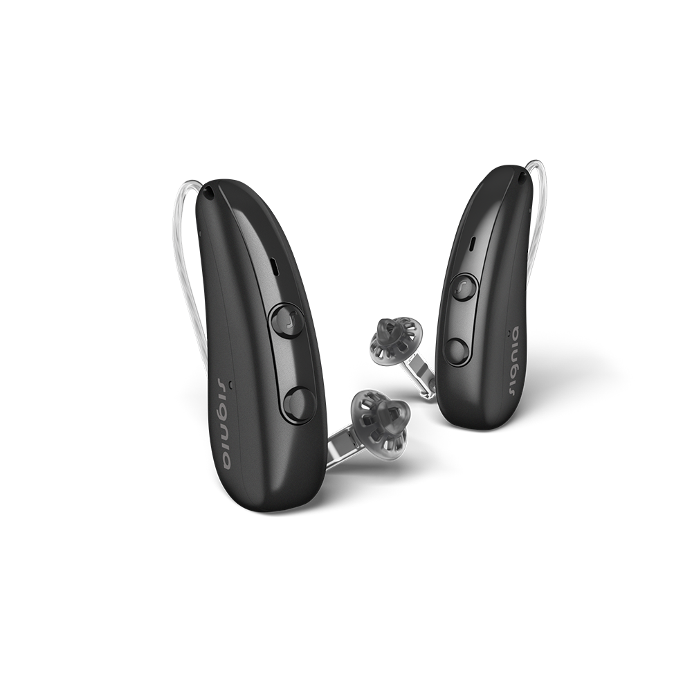 Signia Pure Charge&Go Hearing Aids in black