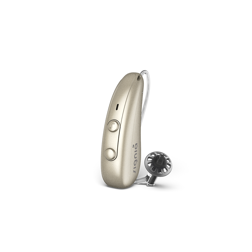 Signia Pure Charge&Go Hearing Aid in fine gold